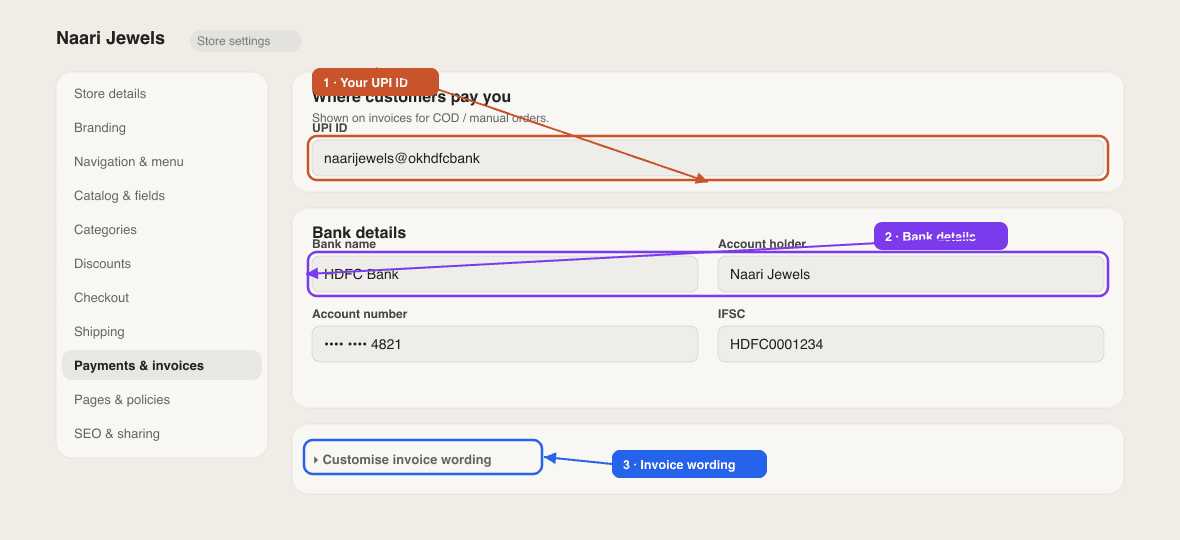 The Integrations screen showing the Razorpay Payments card with a Connect with Razorpay button